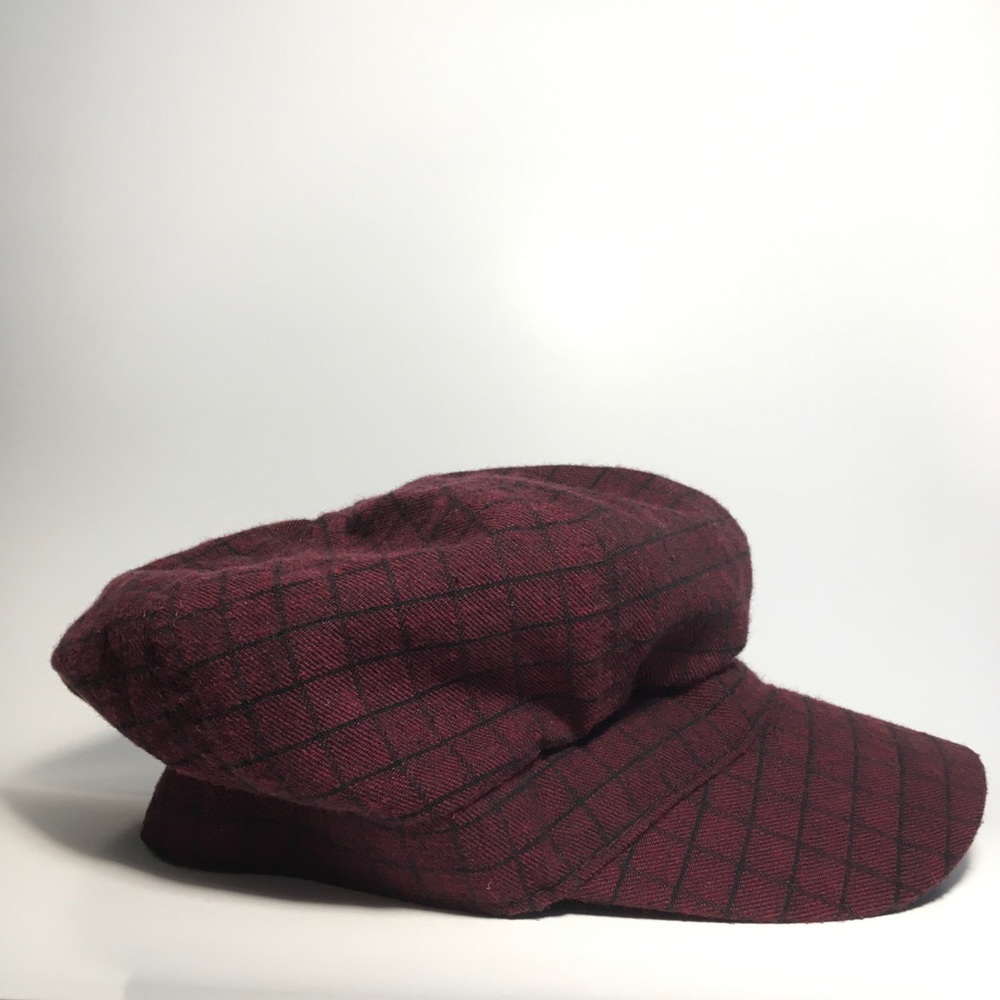Burgundy & Black Baker Boy Cap